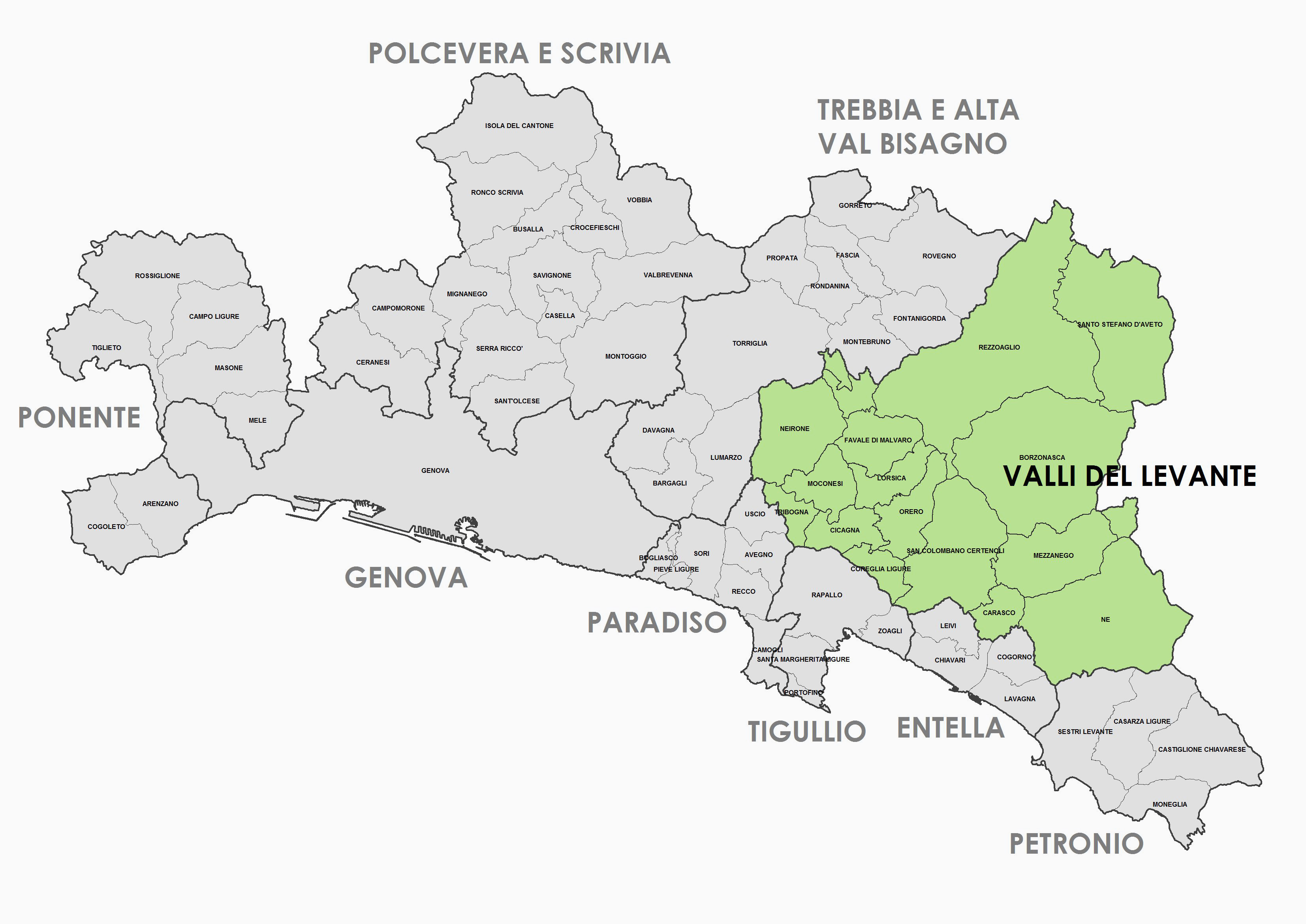 Zona Omogenea - Valli del levante - Comuni